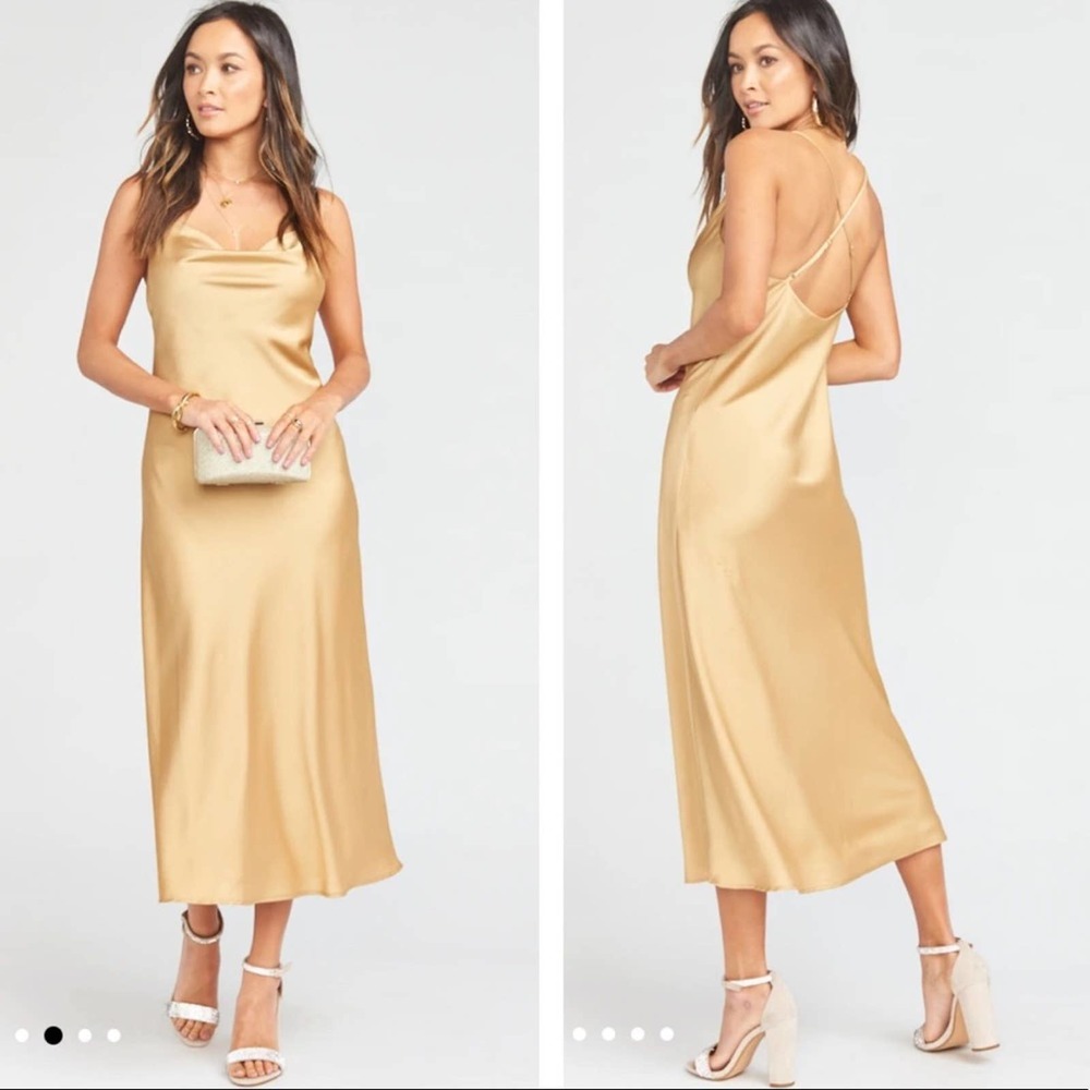 Show Me Your MuMu Gold Satin Dress